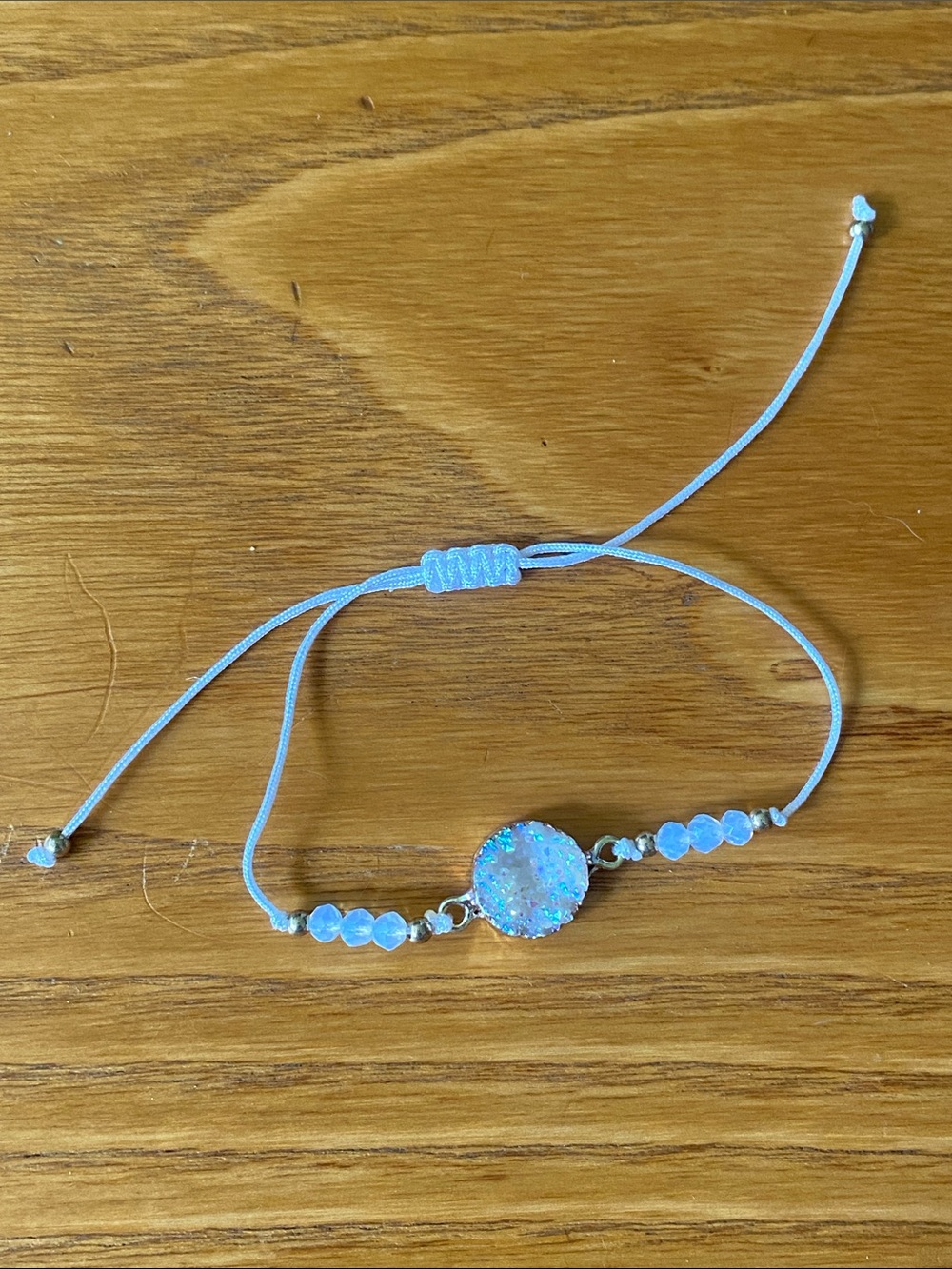 Adjustable Sparkling Blue and white Druzy Bracelet with crystal one size all
